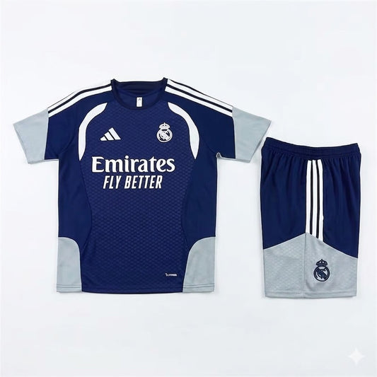 Ensemble Football Real Madrid Bleu Marine Homme 2026/2027 – Tenue Sport Premium Training & Lifestyle | Maillot + Short Football Moderne