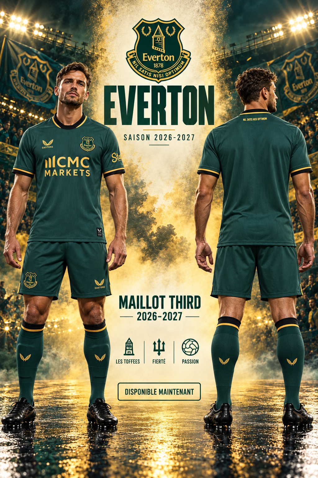 Maillot Everton third 2026-2027 vert et or — affiche