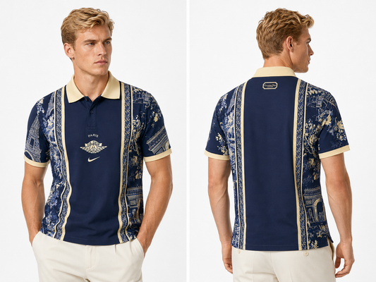 Polo Style PSG x Dior x Air Jordan Bleu Marine & Beige – Design Paris Luxe Homme
