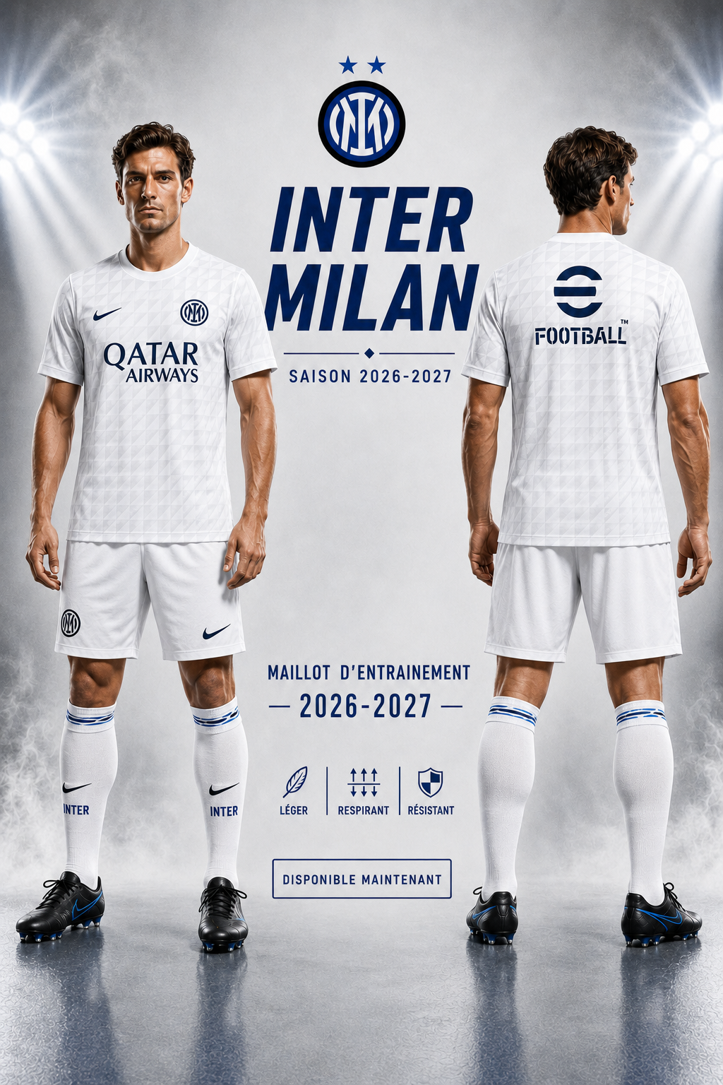 Maillot d’Entraînement Inter Milan 2026-2027 Blanc & Bleu Marine