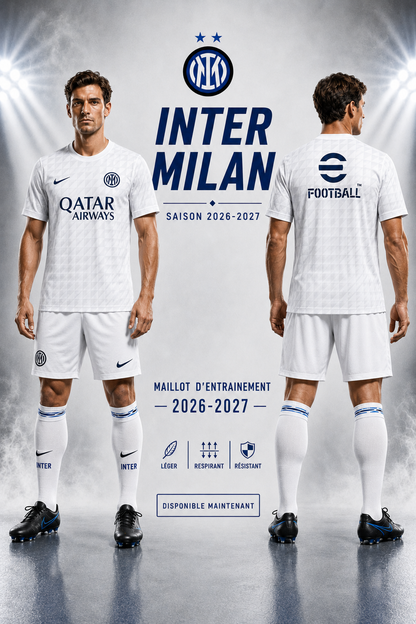Maillot d’Entraînement Inter Milan 2026-2027 Blanc & Bleu Marine