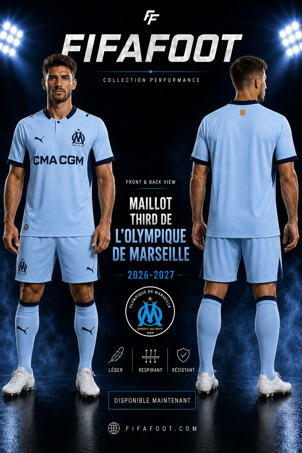 Maillot Olympique de Marseille Third 2026-2027 Bleu Ciel – Jersey Football OM
