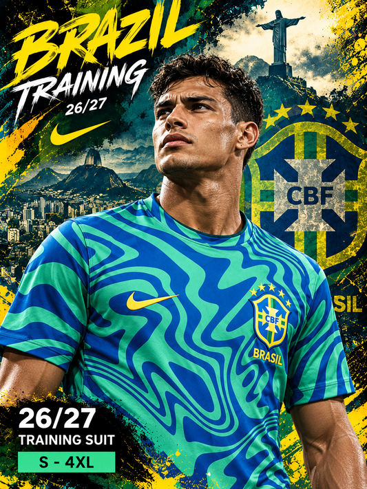 Affiche premium maillot entraînement Brésil 2026-2027 avec nouveau mannequin