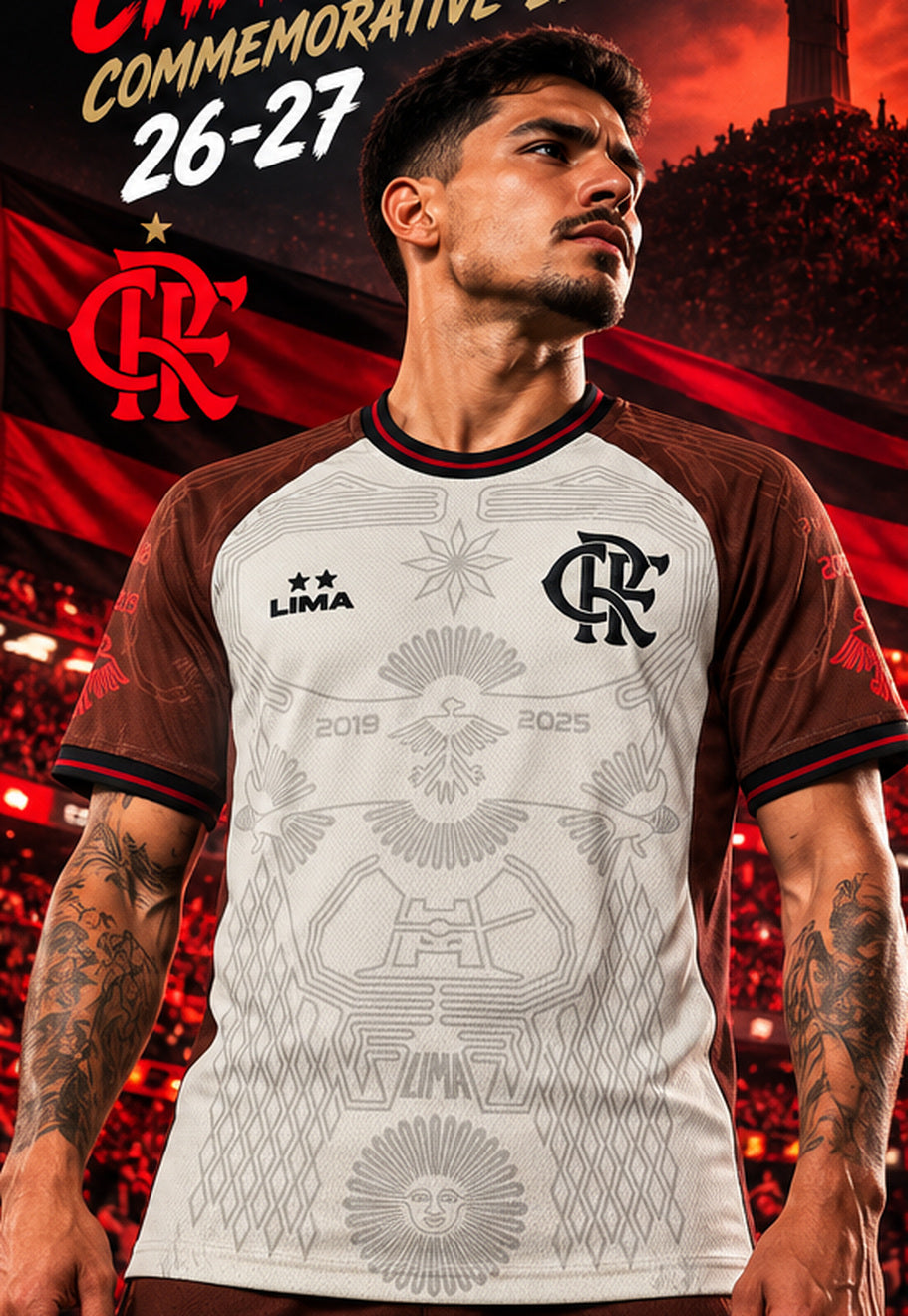 Flamengo édition commémorative 2026-2027 – Présentation du maillot porté par un mannequin homme