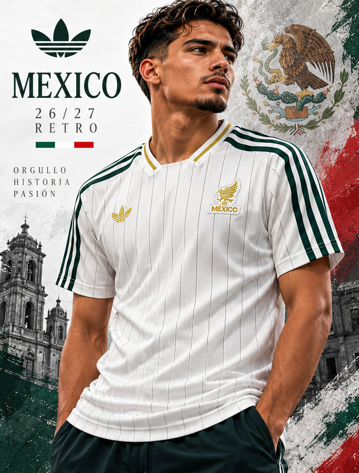Mexique maillot rétro blanc 2026/27 – poster