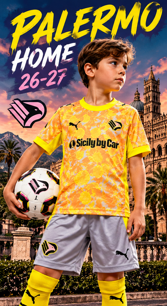 Palermo FC enfant domicile 2026-2027 – Affiche premium jeune joueur, Palermo 2026-2027