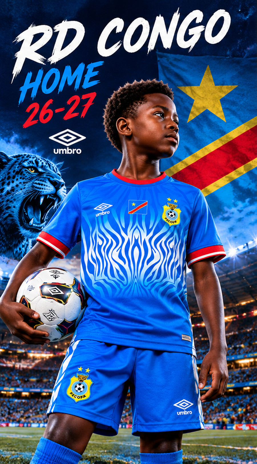 Affiche premium kit enfant Congo domicile 2026-2027
