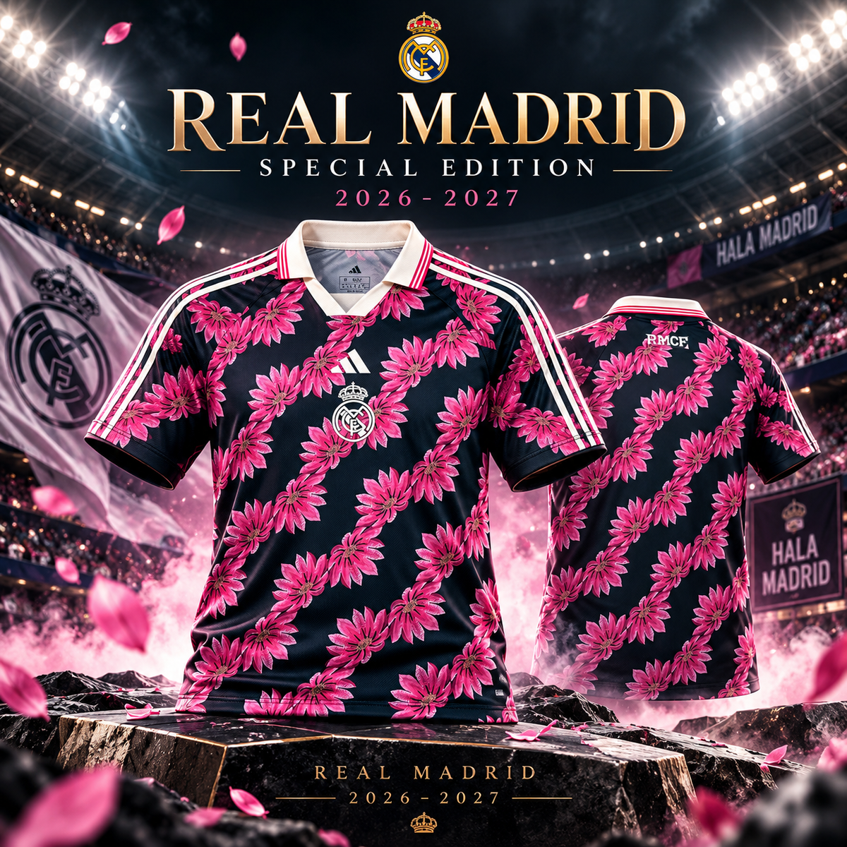 Real Madrid Special Edition 2026-2027 — Affiche premium Real Madrid Special Edition floral 2026-2027