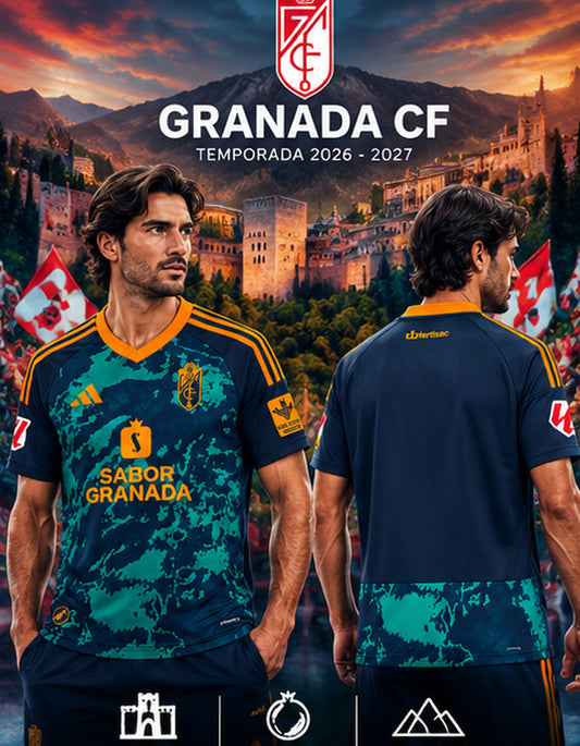 Affiche publicitaire du maillot extérieur Granada CF 2026-2027