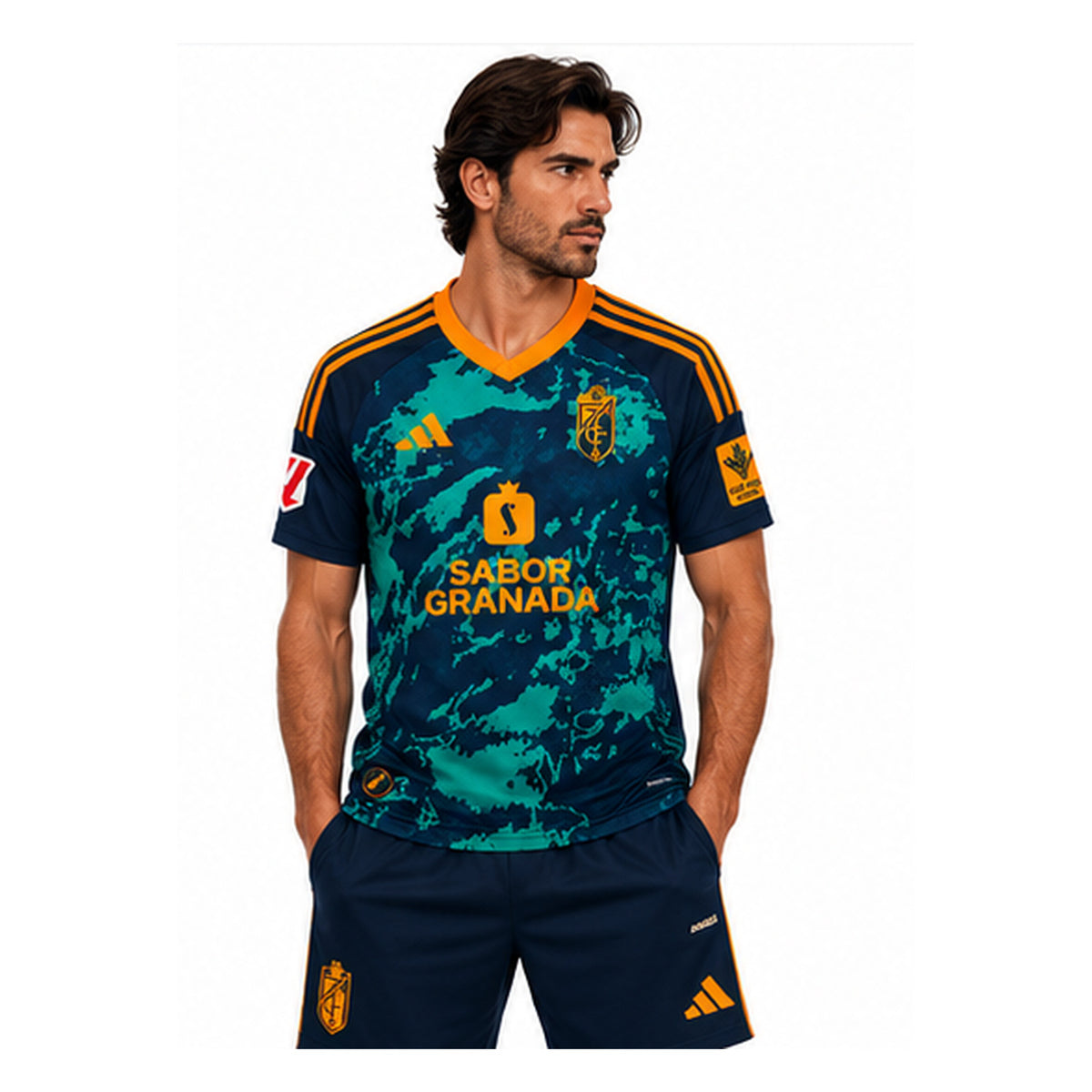 Maillot extérieur Granada CF 2026-2027 porté, illustration