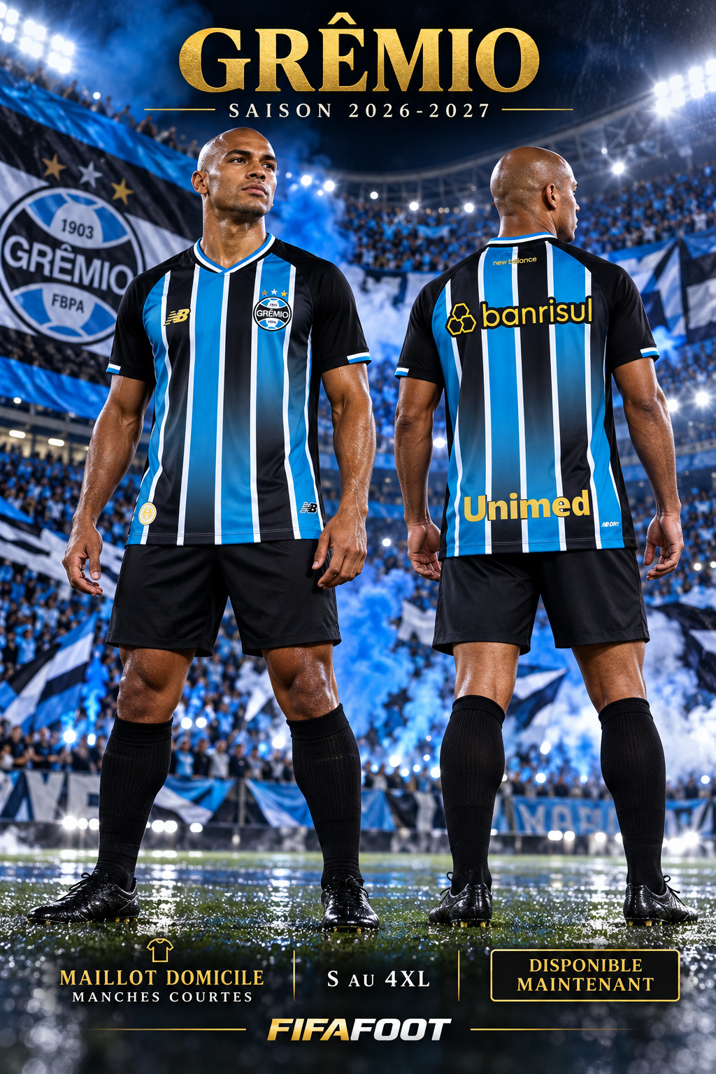 Grêmio domicile 2026-2027 – affiche nouveau mannequin face et dos