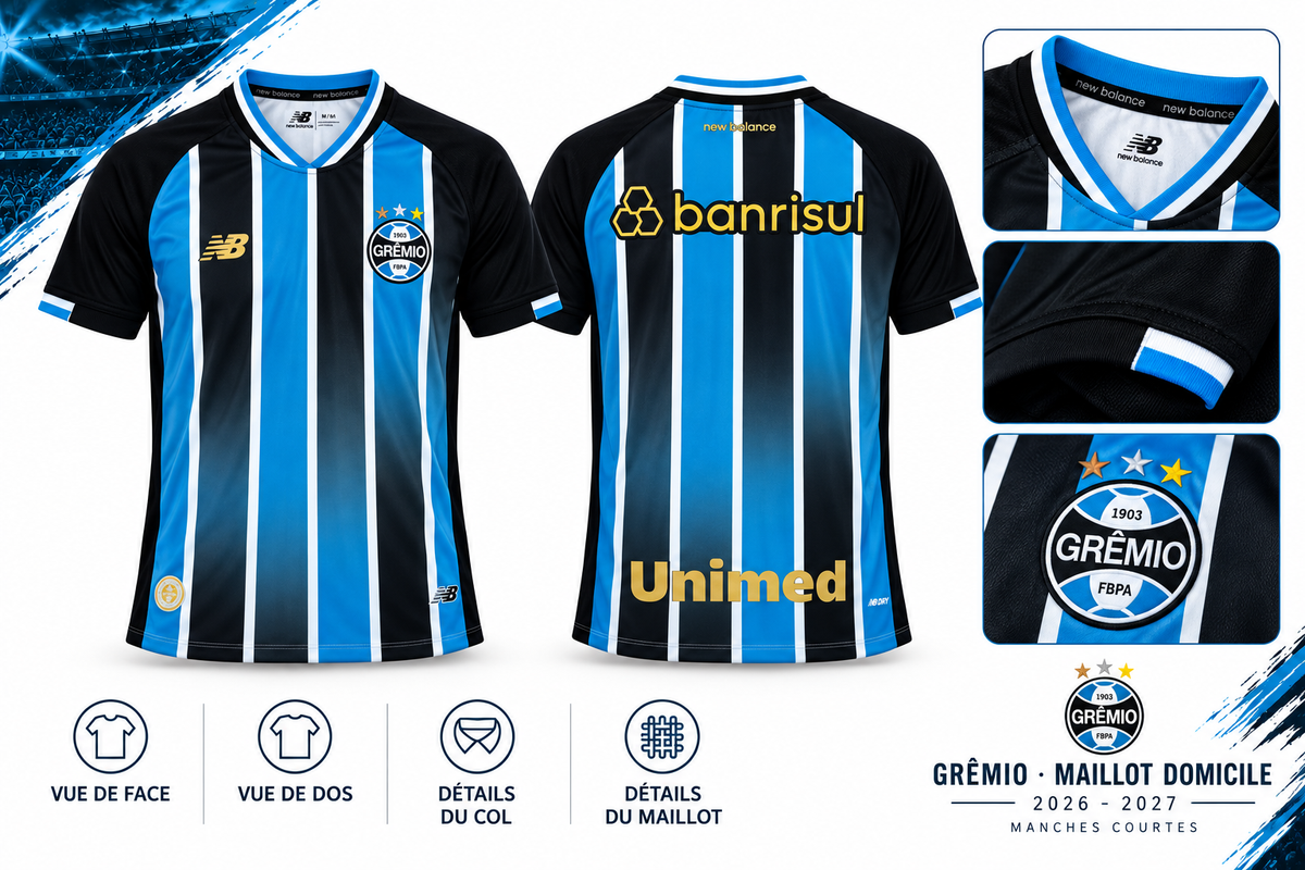 Grêmio domicile – planche face, dos et détails
