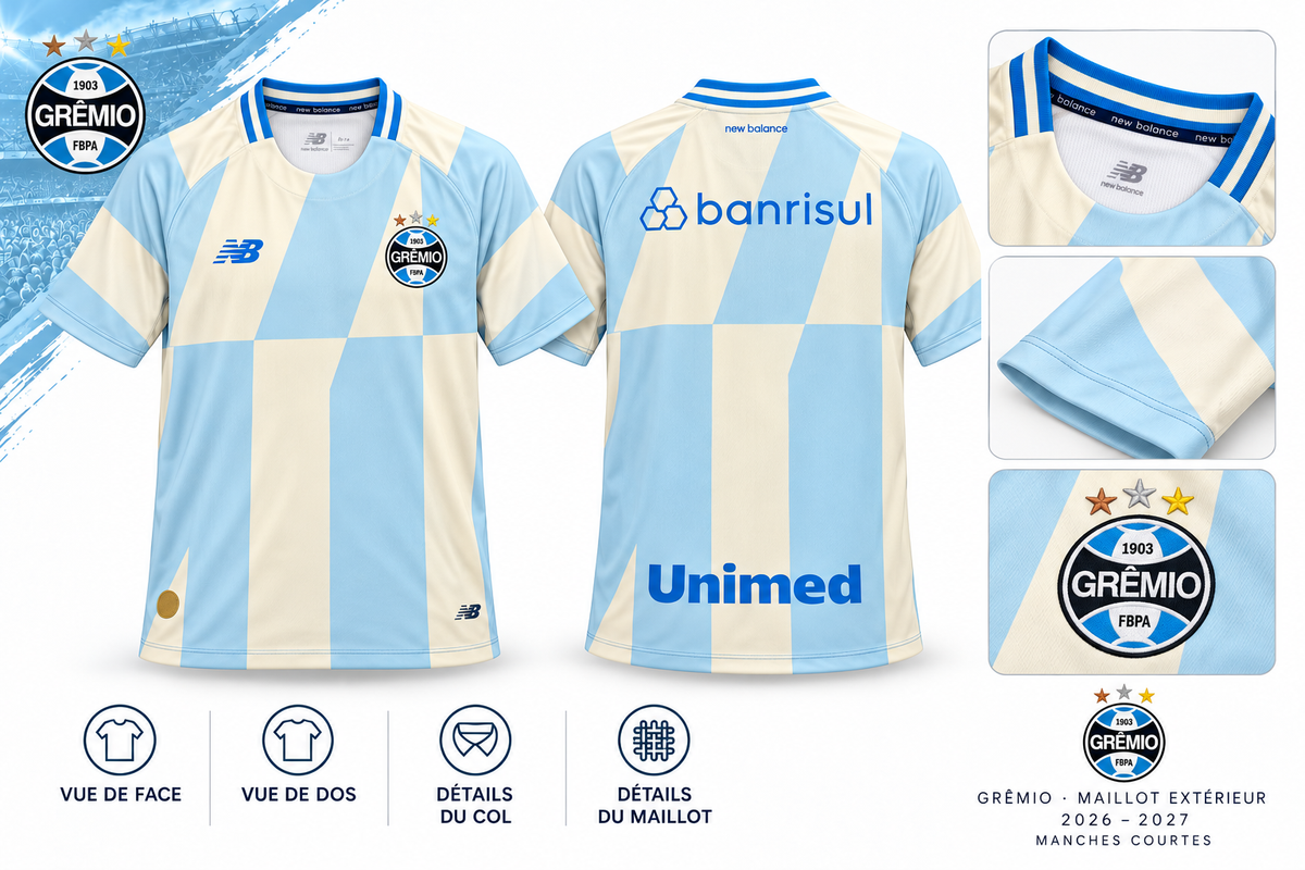 Grêmio extérieur – présentation face, dos et détails