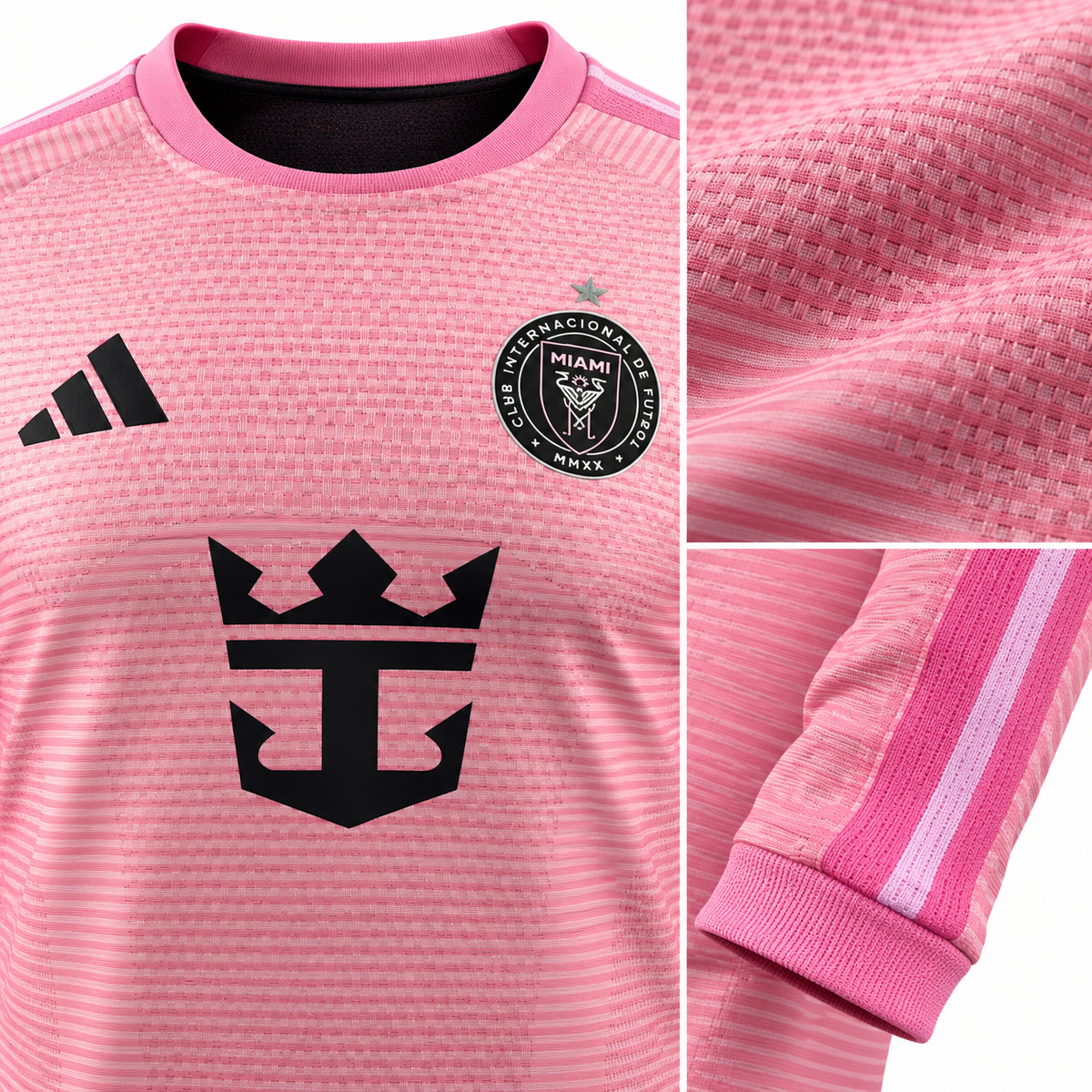 Détails écusson tissu et poignets maillot Inter Miami