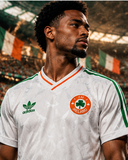 Mannequin masculin portant le maillot rétro Irlande 1990