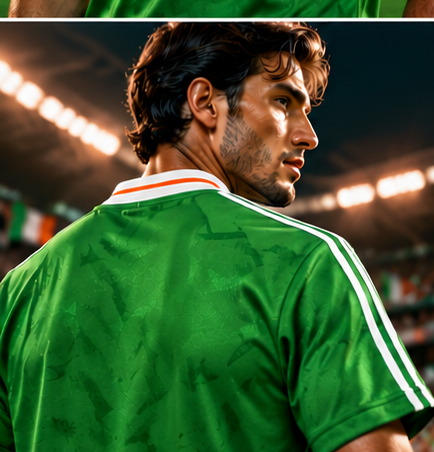 Mannequin masculin portant le maillot rétro vert de l’Irlande 1990
