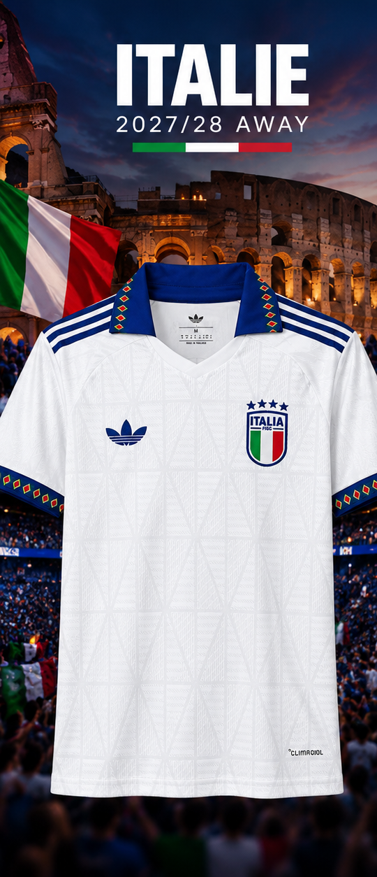 Italie maillot extérieur blanc bleu 2027/2028 - affiche