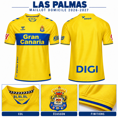 Las Palmas domicile 2026-2027 – Col, écusson et finitions
