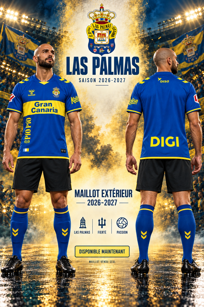 Las Palmas extérieur 2026-2027 – Nouveau mannequin de face et de dos