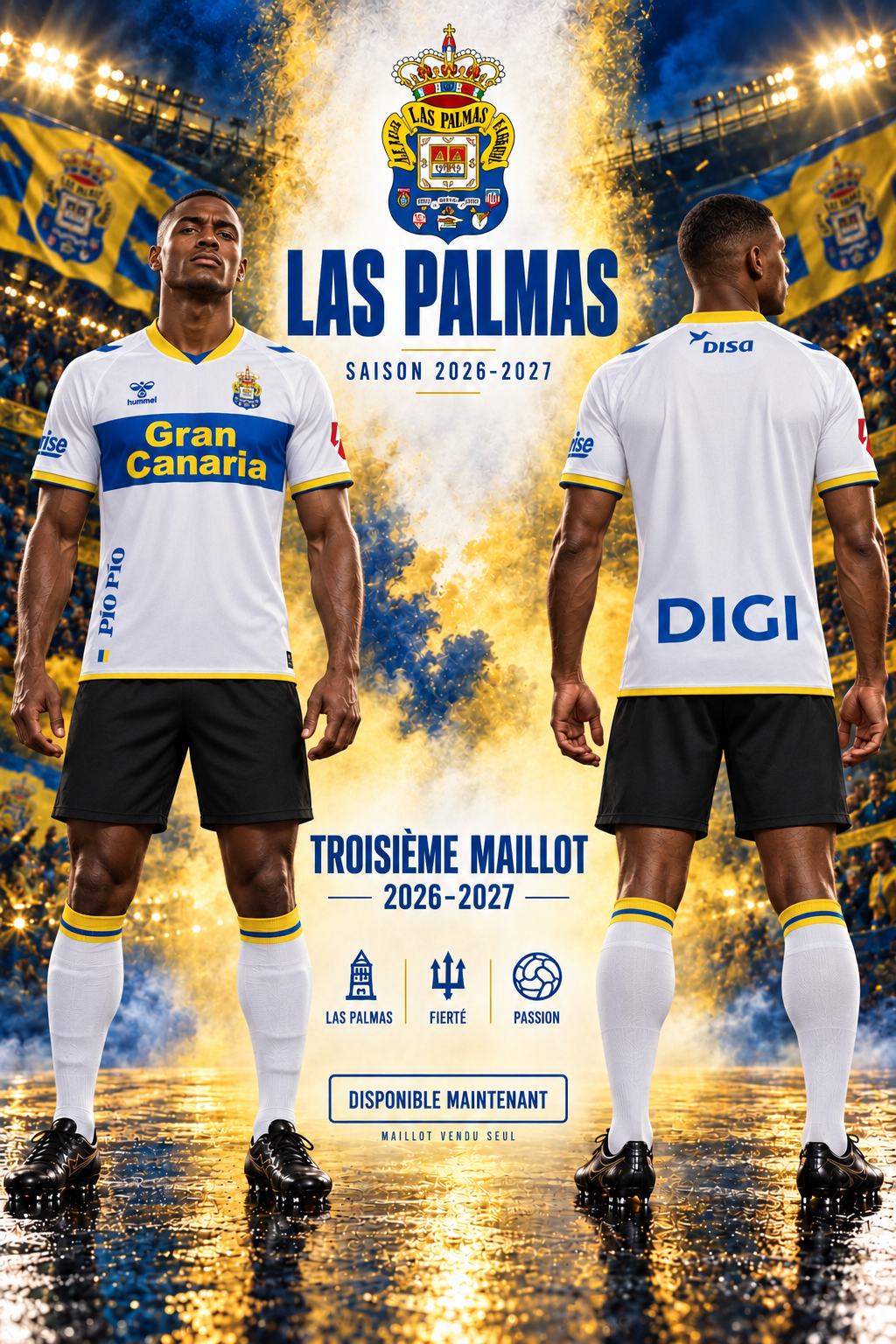 Las Palmas troisième maillot 2026-2027 – Nouveau mannequin de face et de dos