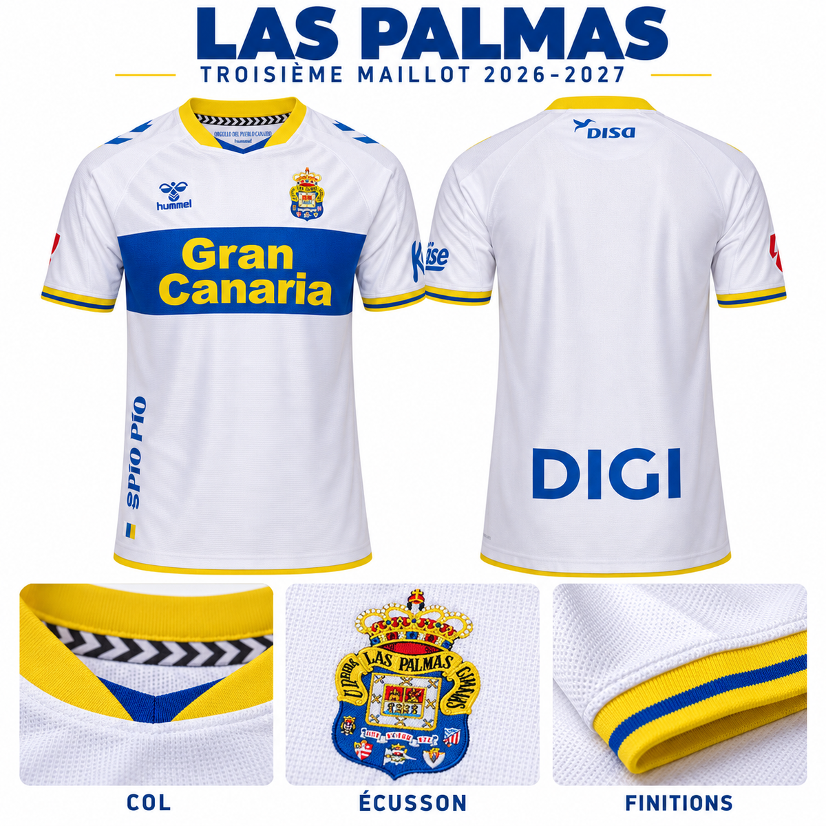 Las Palmas troisième maillot 2026-2027 – Col, écusson et finitions