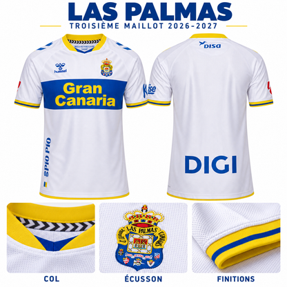 Las Palmas troisième maillot 2026-2027 – Col, écusson et finitions