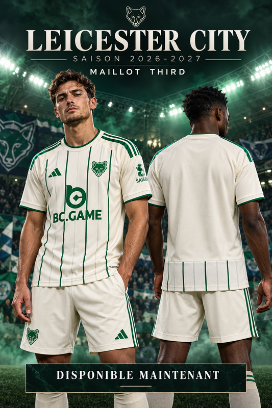 Affiche — maillot Leicester City third 2026-2027 porté de face et de dos