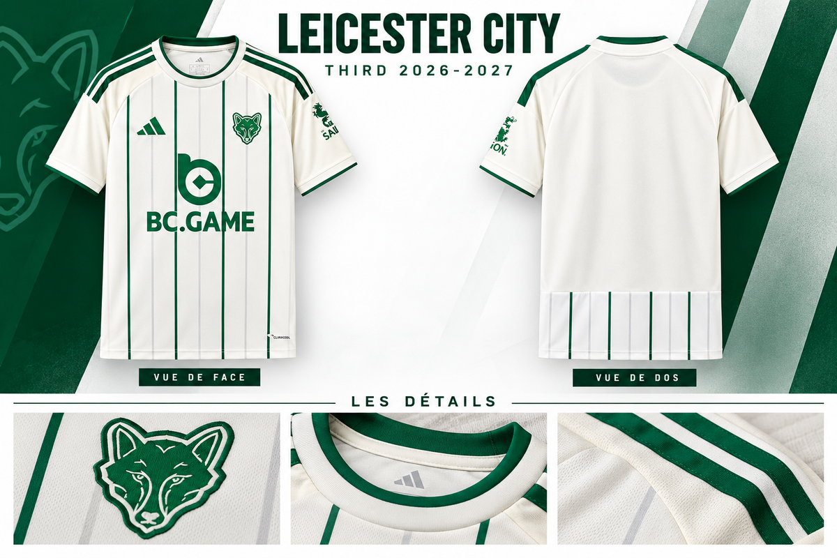 Maillot Leicester City third 2026-2027 — face, dos et détails