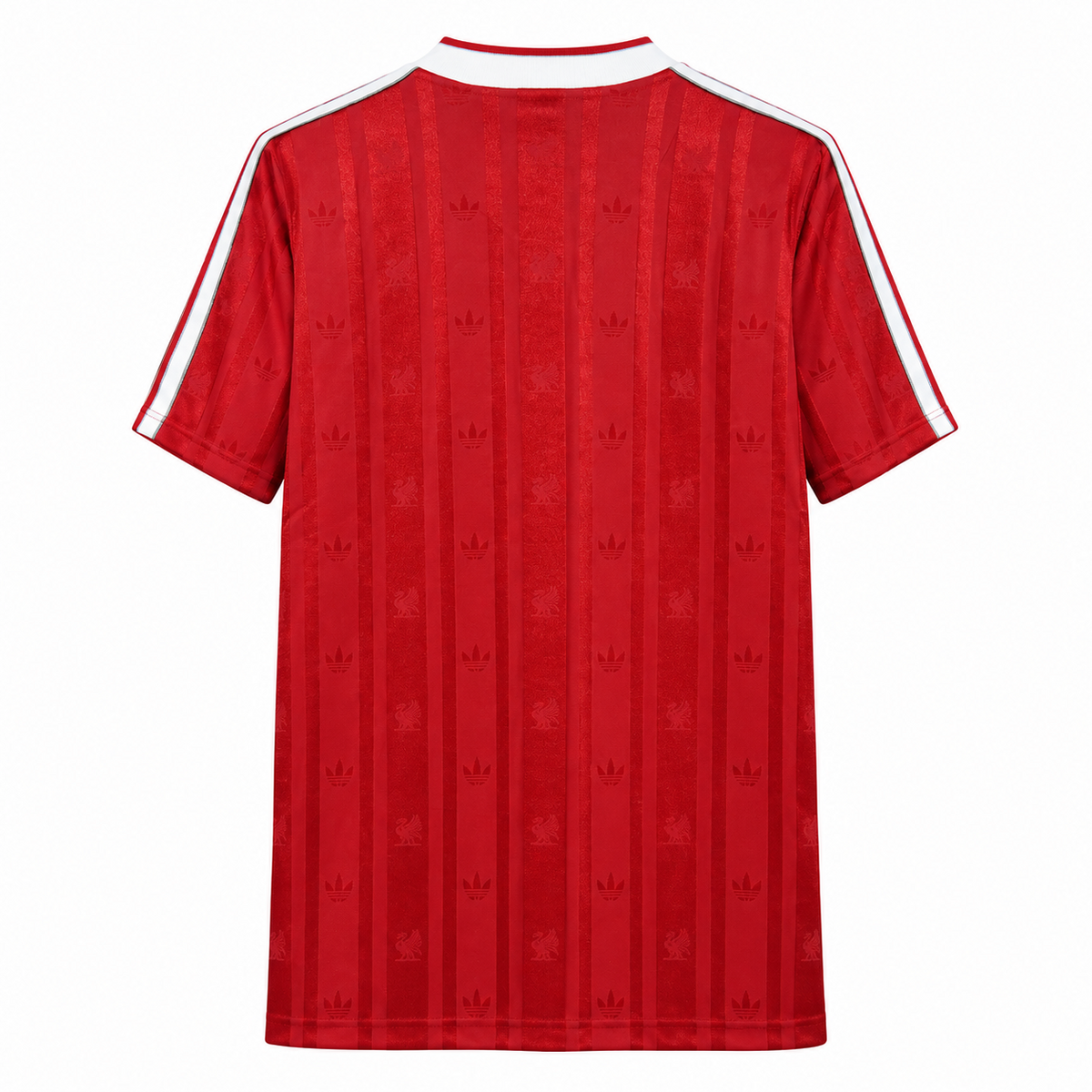 Maillot rétro Liverpool domicile 1988-1989 de dos, motifs rouges ton sur ton