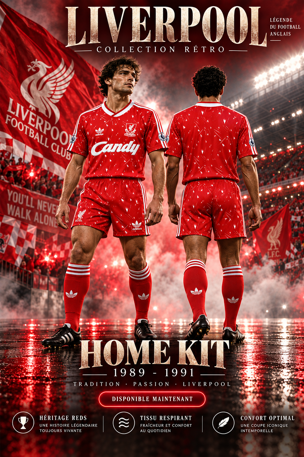 Maillot Liverpool domicile 1989-1991 — affiche