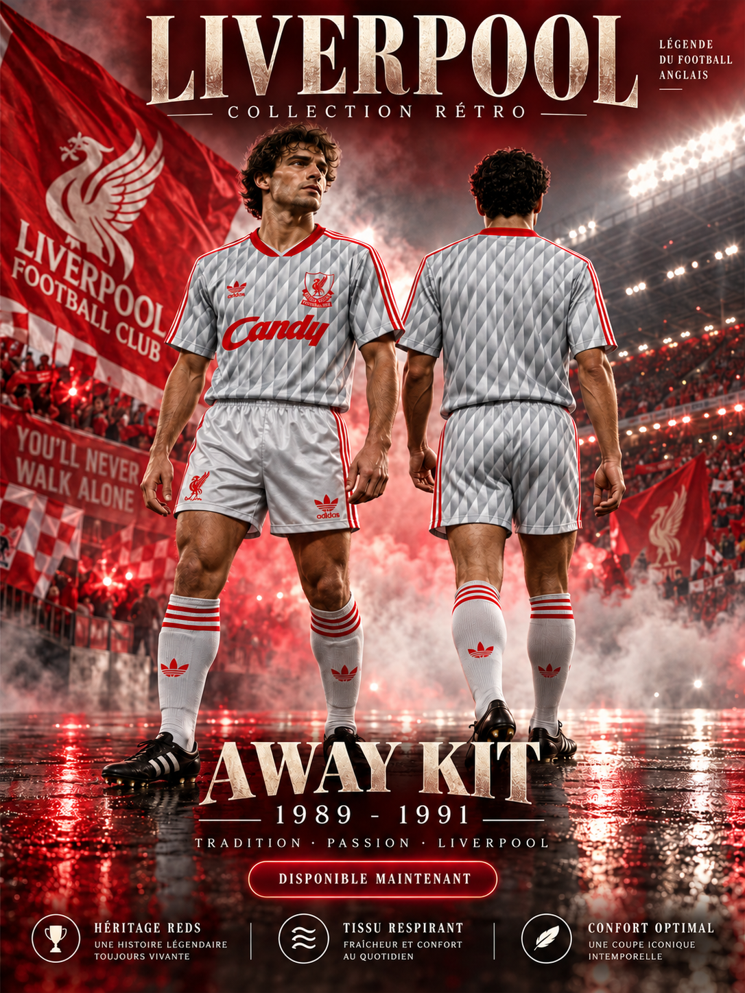 Liverpool extérieur 1989-1991 sans patch — affiche
