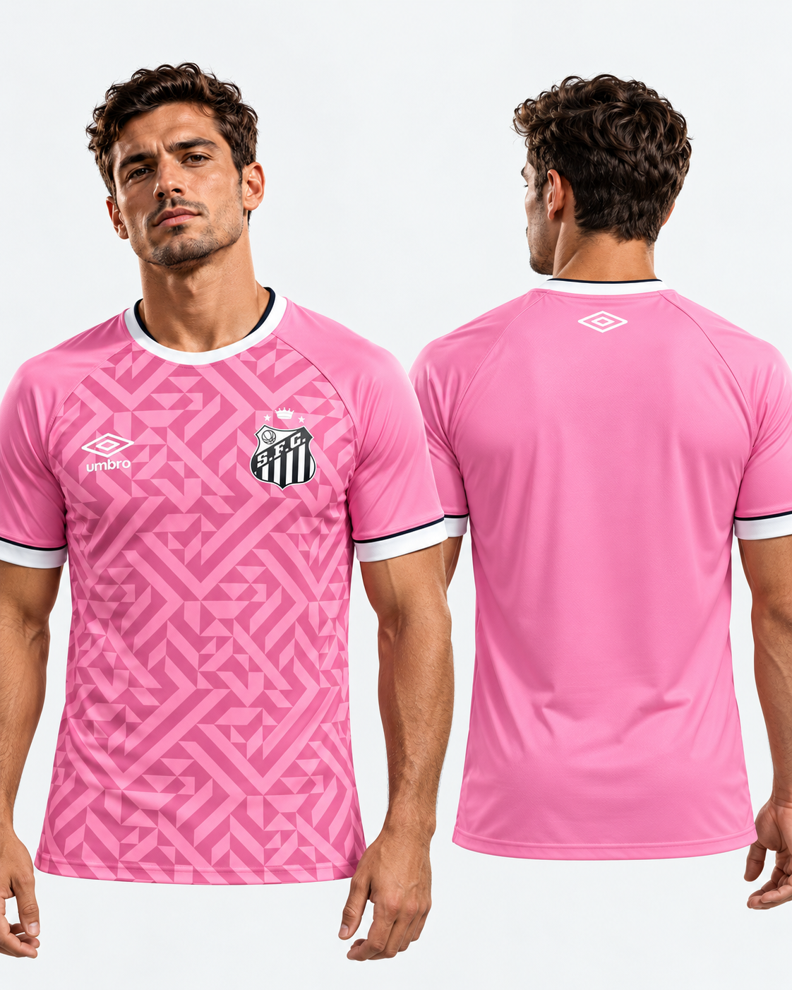 Santos FC 2026/27 Pink Special Edition jersey – vues avant et arrière sur mannequin