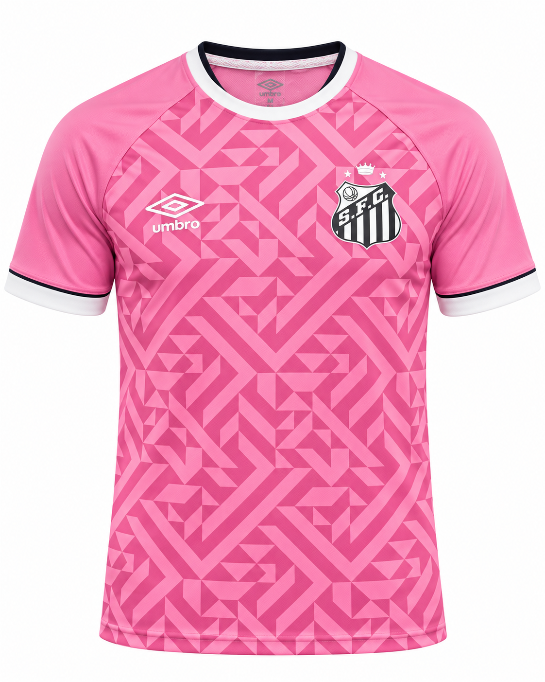 Santos FC 2026/27 Pink Special Edition jersey – détail du col, du blason et du motif