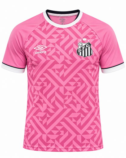 Santos FC 2026/27 Pink Special Edition jersey – détail du col, du blason et du motif