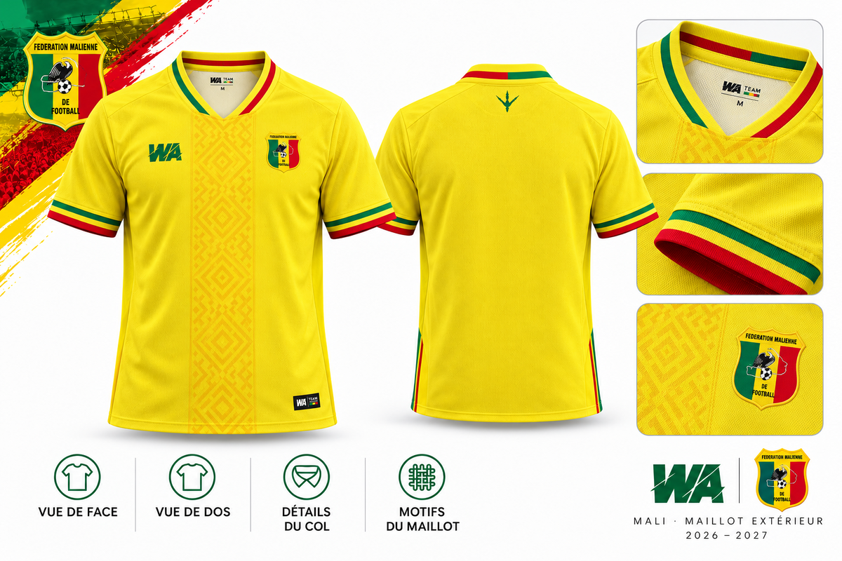 Maillot Mali extérieur 2026-2027 jaune — details