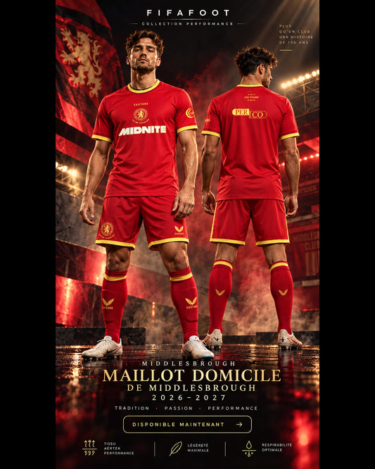 Maillot Middlesbrough Domicile 2026-2027 Rouge | Jersey Football Style Pro
