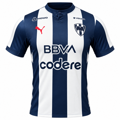 Maillot Monterrey domicile 2026-2027 bleu marine et blanc vue de face
