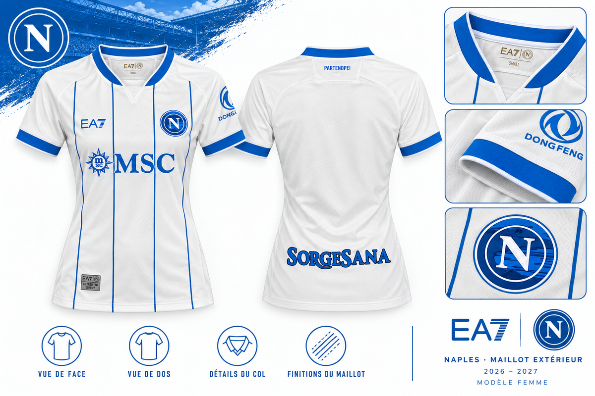Maillot Naples extérieur femme 2026-2027 — détails