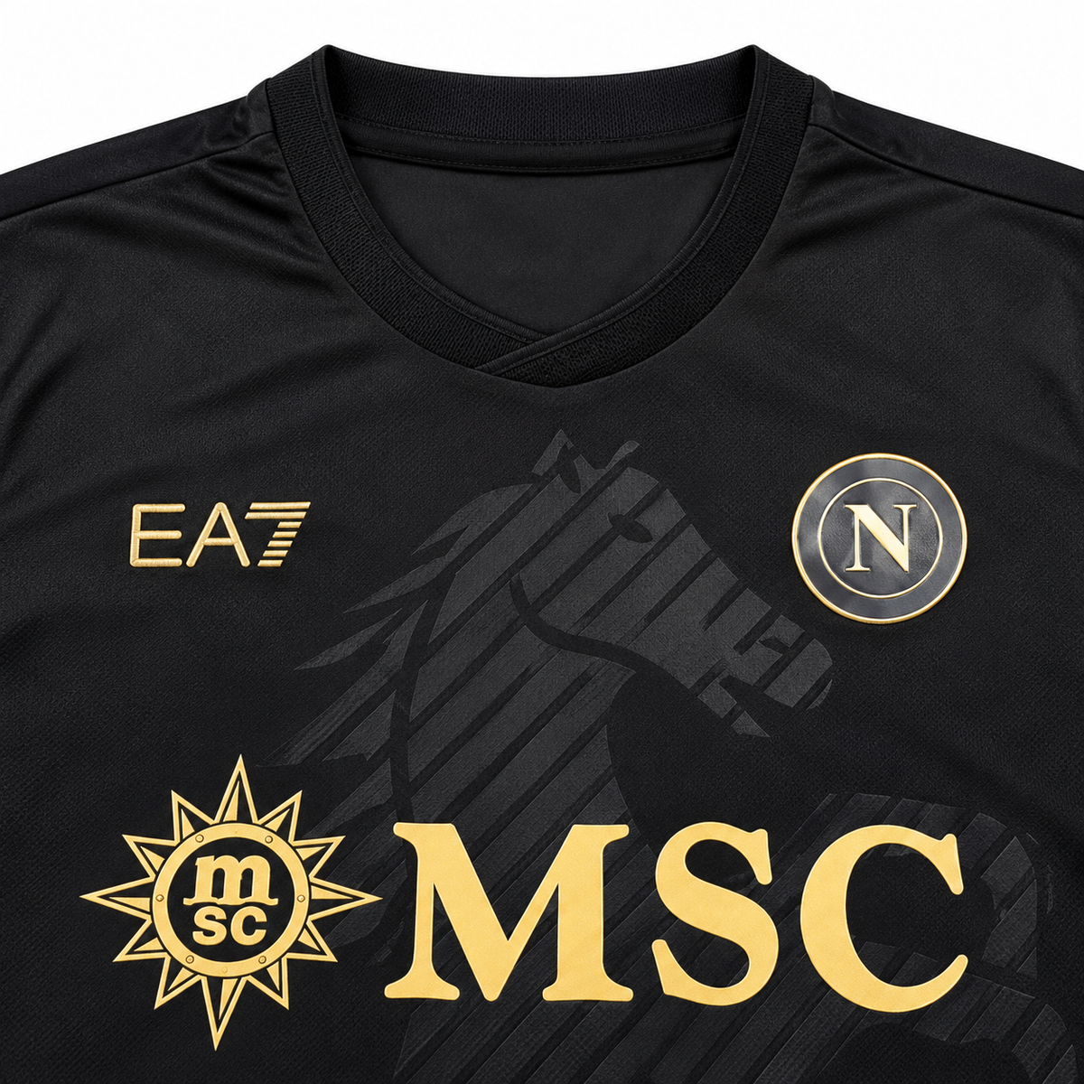 Maillot Naples Special Edition Black 2026-2027 noir et or — detail