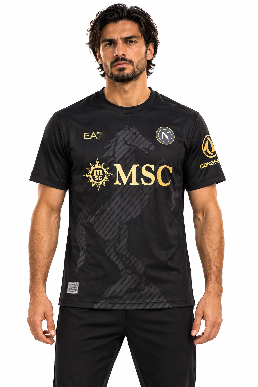 Maillot Naples Special Edition Black 2026-2027 noir et or — mannequin