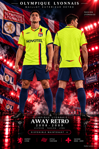 OL extérieur rétro 2008-2009 – affiche illustrative, maillot vendu seul