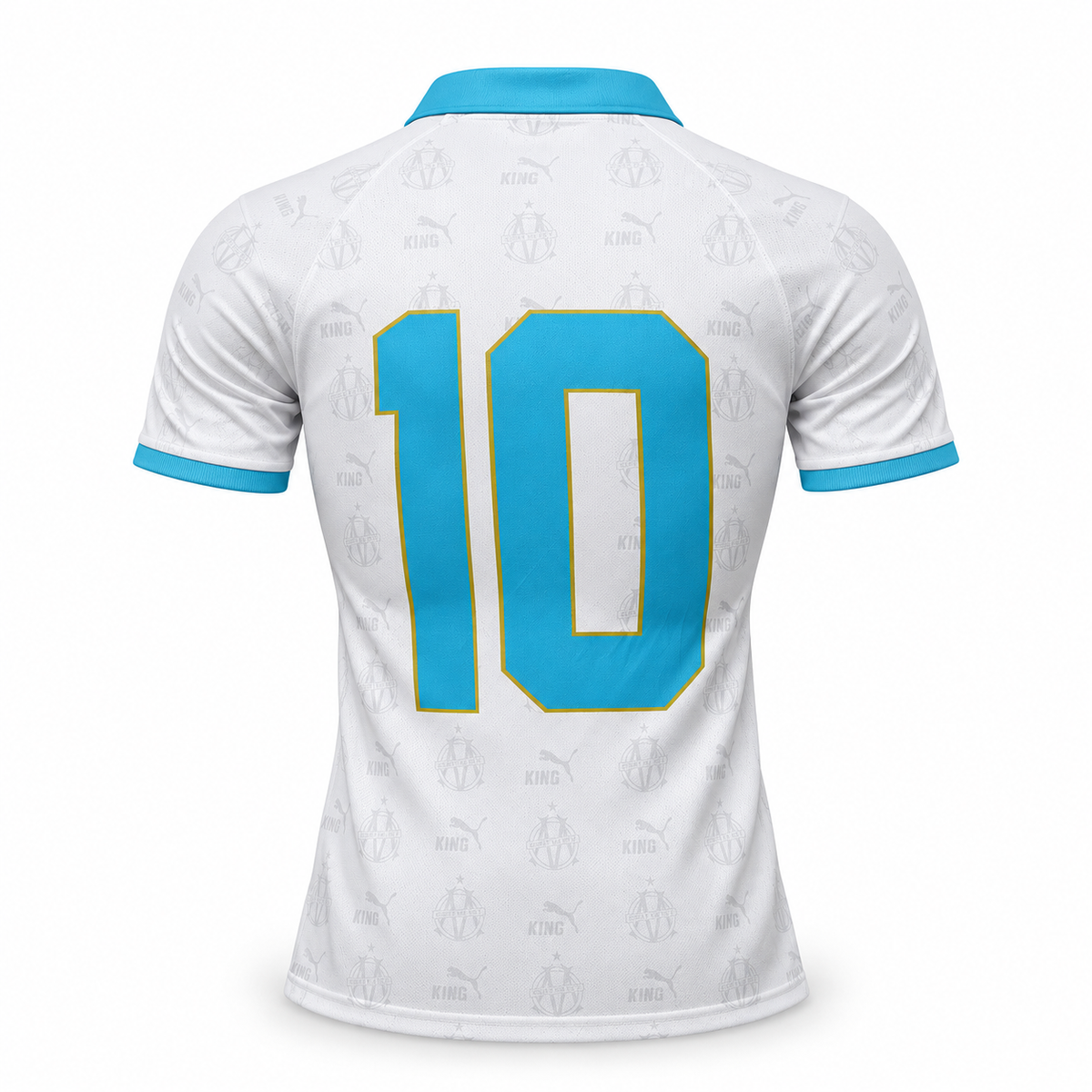 Marseille KING numéro 10 blanc 2026-2027 – dos sur fond blanc