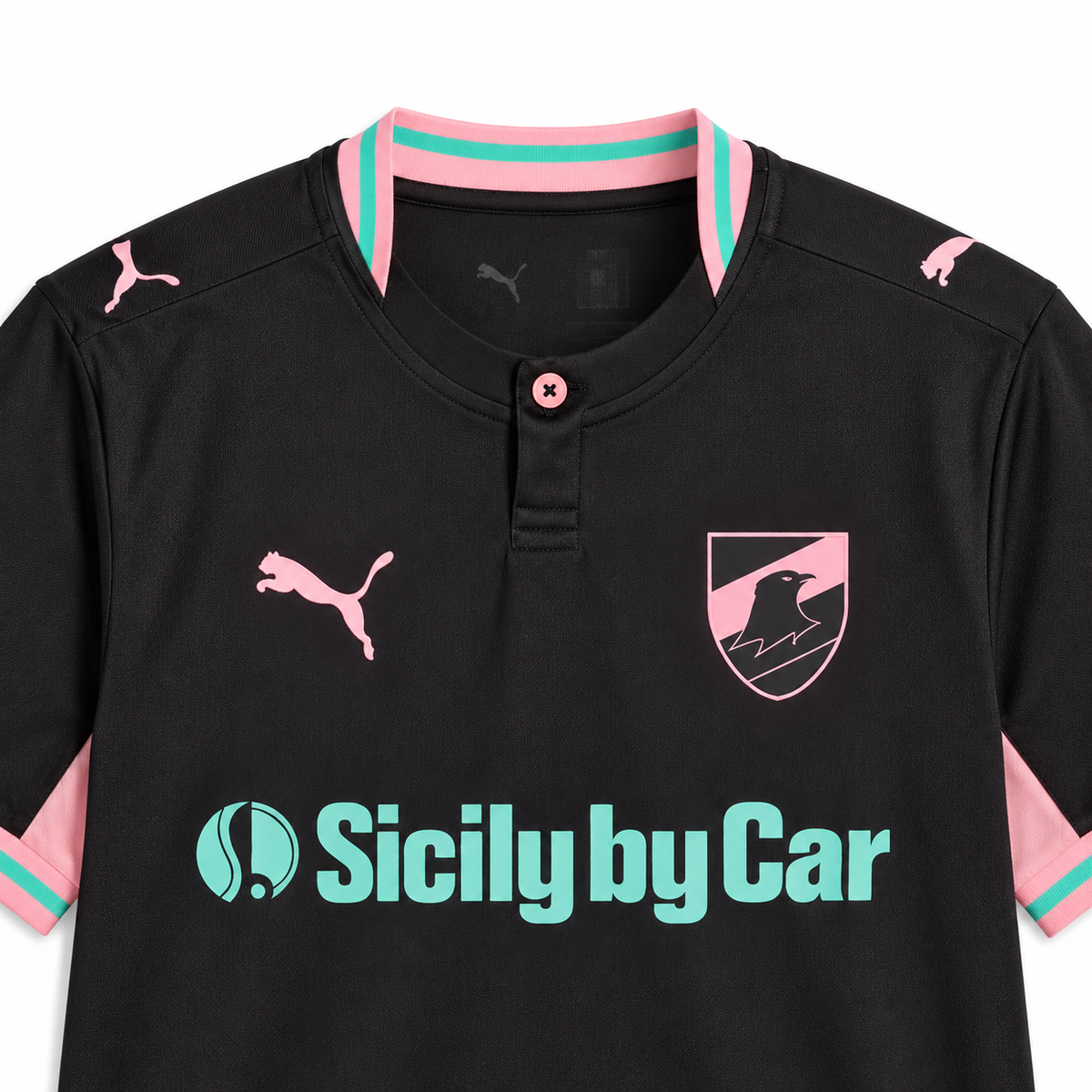 Maillot Palerme Third 2026-2027 noir rose et menthe — detail