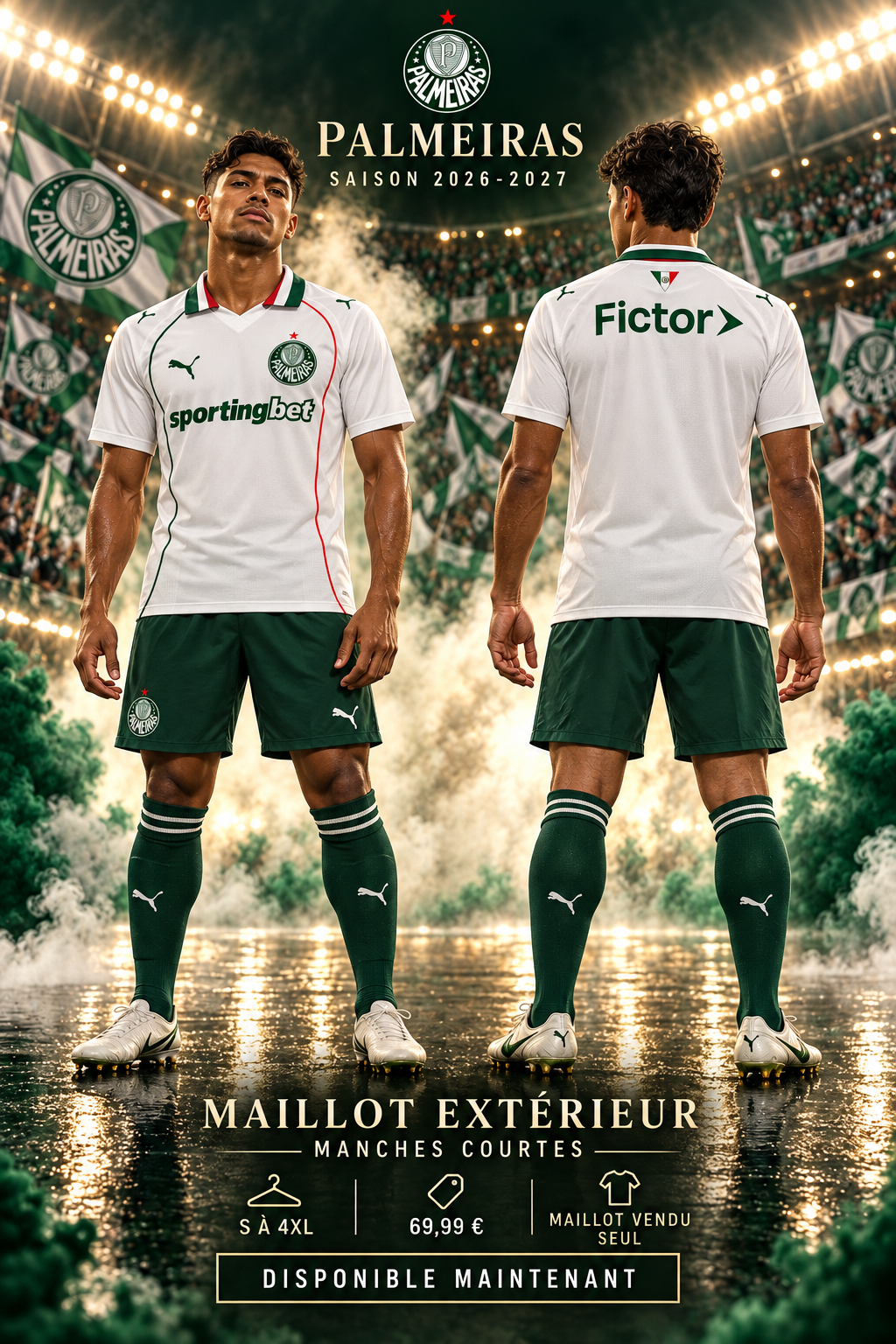 Affiche Palmeiras extérieur 2026-2027 — nouveau mannequin de face et de dos