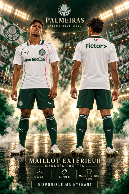 Affiche Palmeiras extérieur 2026-2027 — nouveau mannequin de face et de dos