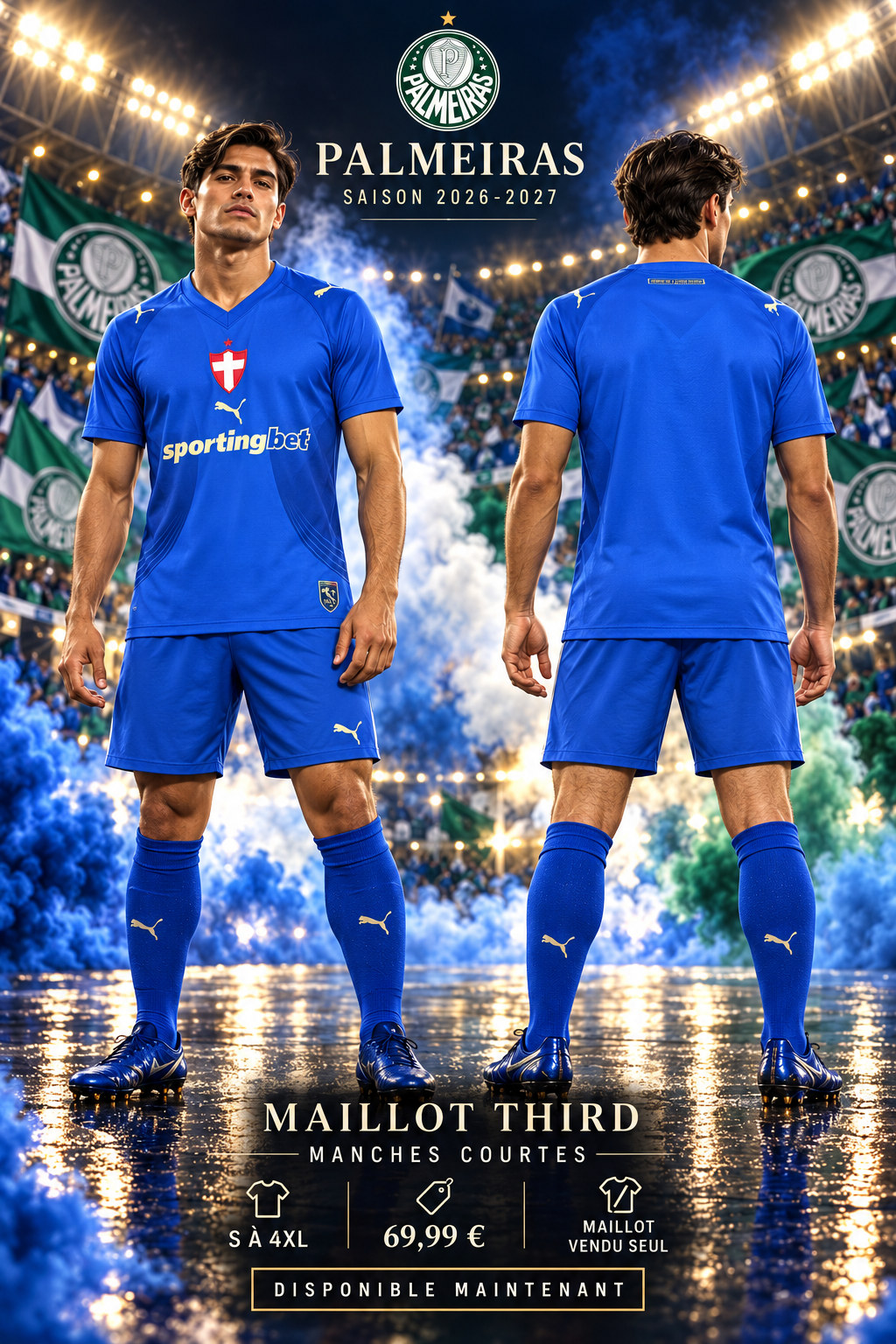Affiche Palmeiras third 2026-2027 — nouveau mannequin de face et de dos