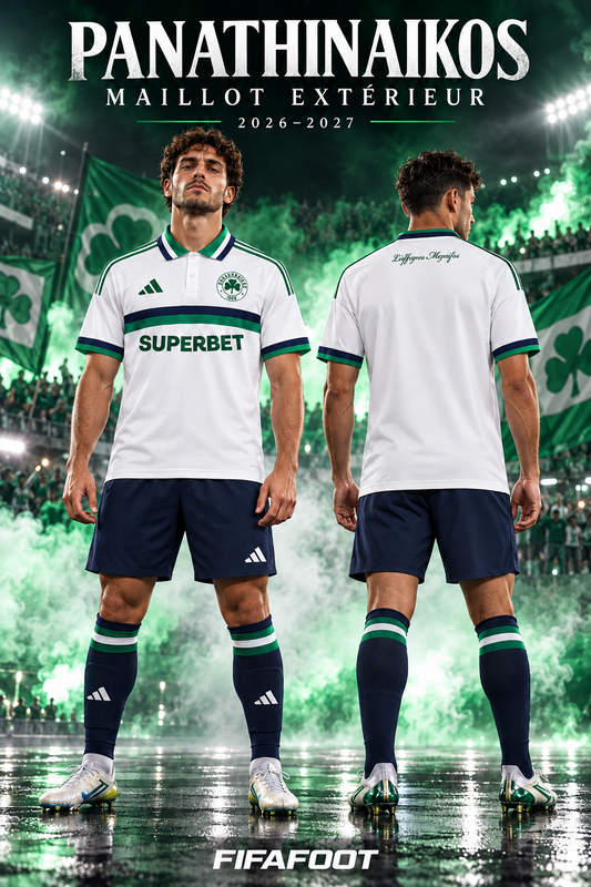 Affiche FIFAFOOT du maillot Panathinaïkos extérieur 2026-2027 – face et dos