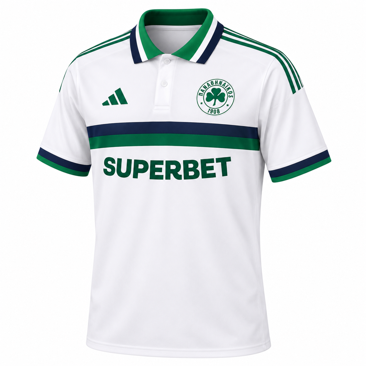 Maillot Panathinaïkos extérieur 2026-2027 blanc et vert – perspective