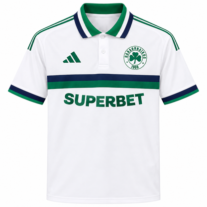 Maillot Panathinaïkos extérieur 2026-2027 blanc et vert – vue-rapprochee