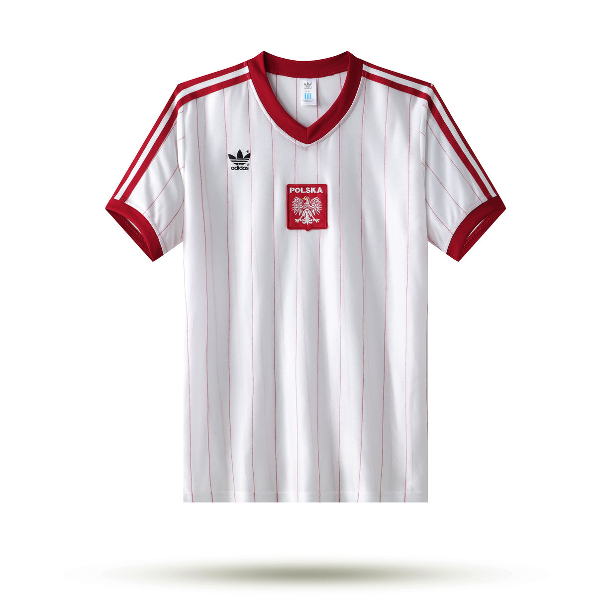Face avant du maillot rétro Pologne 1982 domicile sur fond blanc